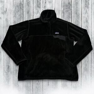 Patagonia Women’s M Black 1/4-Snap Fleece Jacket Soft Warm Cozy Pullover